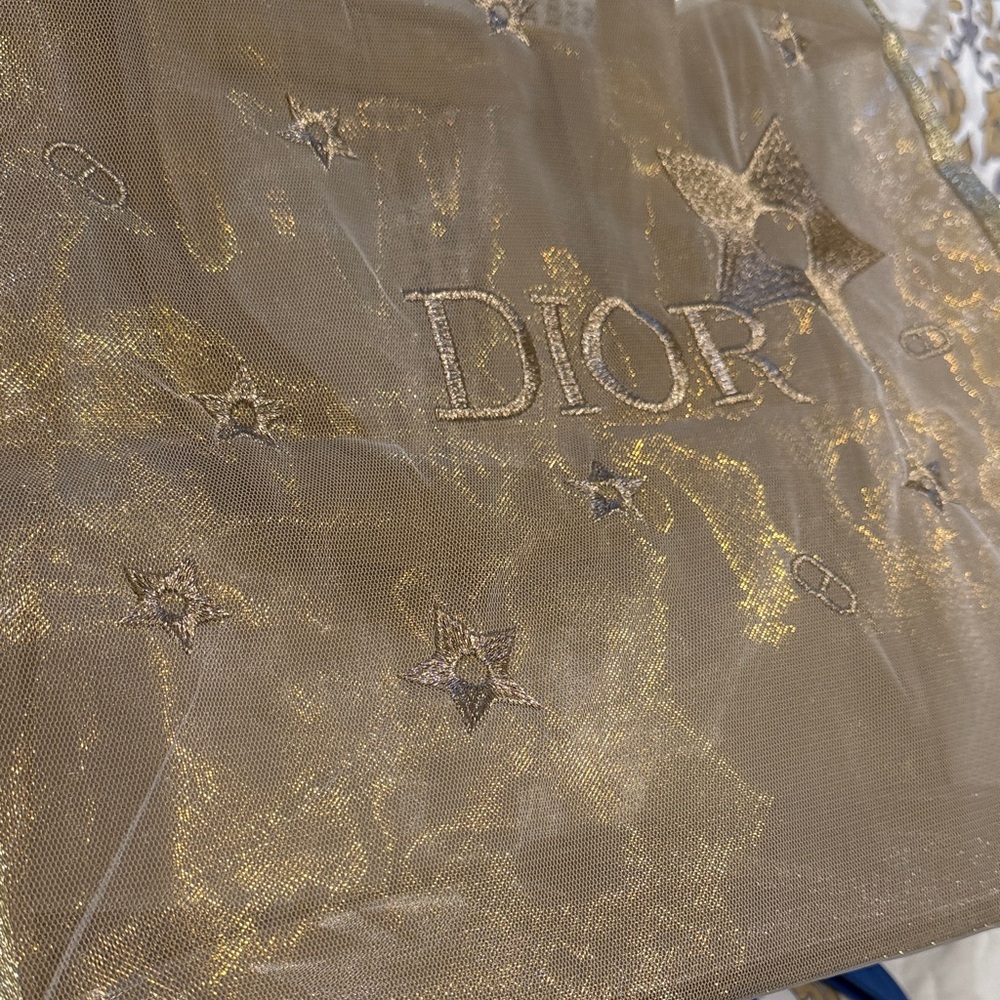 Dior Metallic Gold Star Mesh Tote - Picture 12 of 13